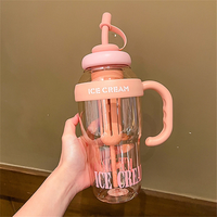 New Summer Large Capacity Water Cup Portable High-Value Ice Cream Cup With Straw Heat-Resistant Food Grade Plastic Cup