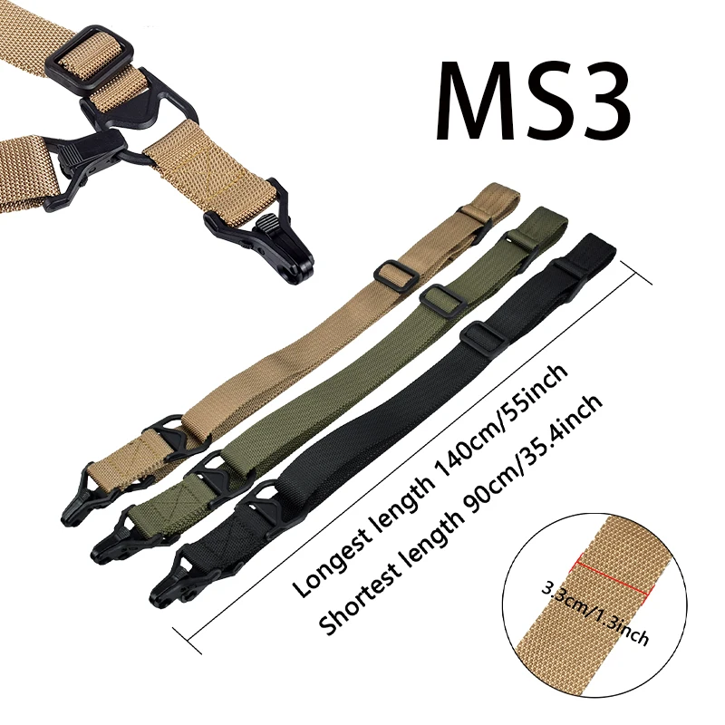 MS3 Gun Sling Multi-Mission Sling Strap Outdoor AR AK Rifle Universal Gun QD sling Tactical Adjustable Airsoft Gun Belt Rope