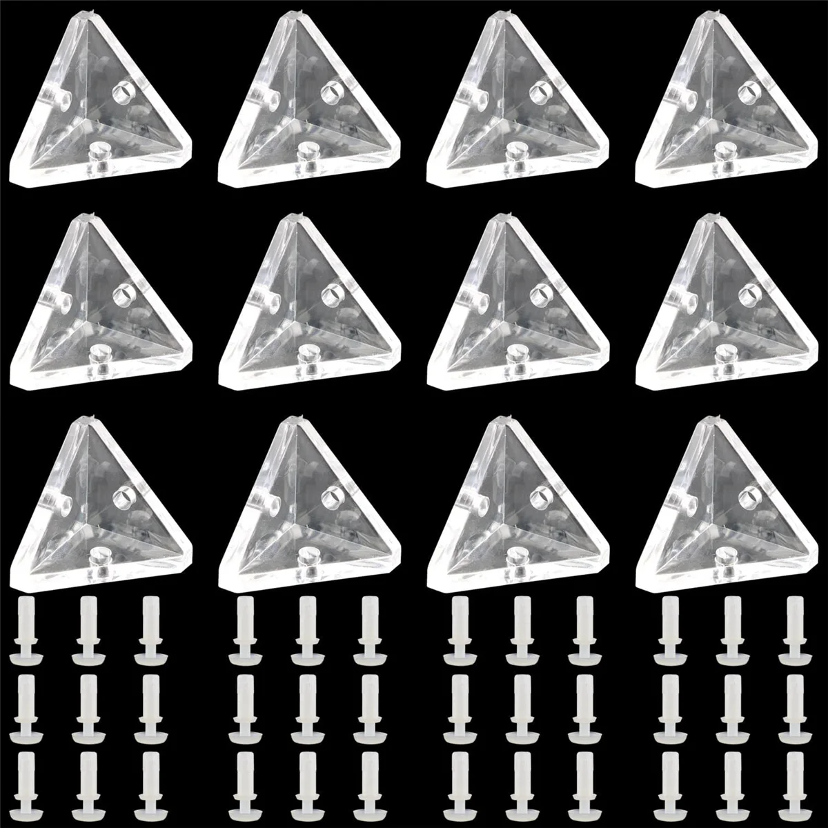 半透明ネジ付き透明アクリルコーナーブラケット、3穴直角ジョイントブレースブラケット、12個