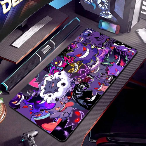 Imagen 2 del producto Alfombrilla de ratón de Anime japonés púrpura, alfombrilla para teclado de gabinete de jugador P-pokemon, XXL, g-gengar, alfombrilla de escritorio extendida, alfombrilla para ratón Kawaii para ordenador portátil