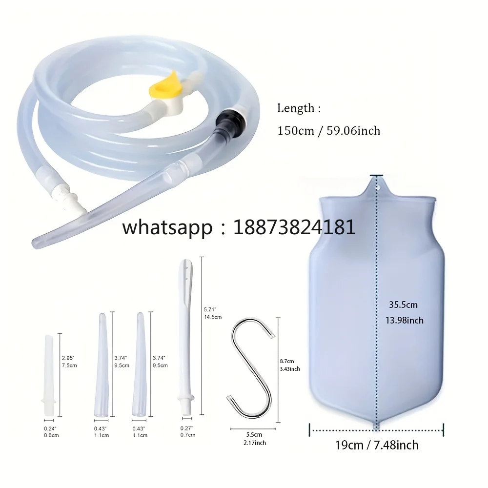 Home enema kit; colon cleansing silicone enema bag washout; reusable enema kit for men and women fast shipping