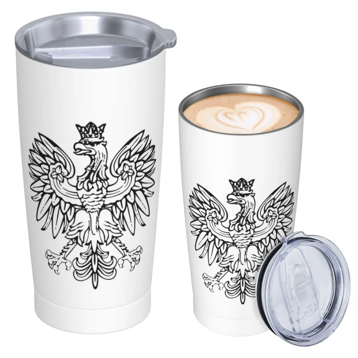 Polska Polish Eagle Stainless Steel Tumbler Vacuum Insulated Mugs Thermal Cold Bottle Straws With Lid 20oz