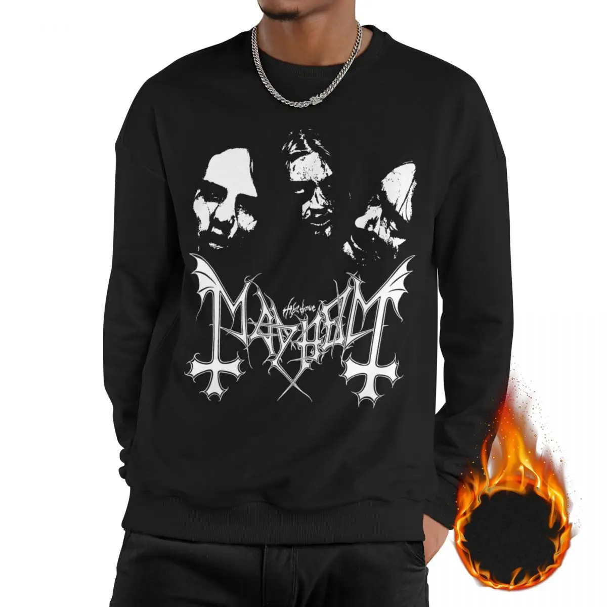 

Mayhem Black Metal Band Sweatshirt Fleece Lined For Men Stylish Sweatshirts Graphic Long Sleeve Shirts Hoodie