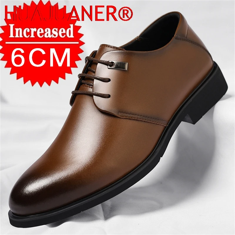 Men's leather shoes Men Elevator Shoes 6CM Invisible Insole for Daily Wedding Office Leather Shoes Men's Business Formal Shoes