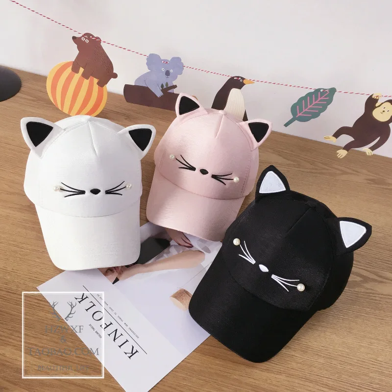 Women Baseball Cap Cats Ears Fleece Hat Peak Cap Baseball Cartoon Cotton Outdoor Sport Casual Sun Cap Cosplay Fashion Plush Hat