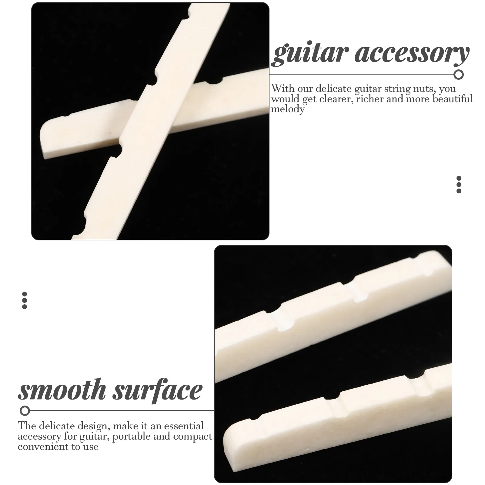 

2 Pcs Bass Pillow Guitar Tone Improvement Adjustable Nut String Fix Electric Ox Bone Bridge Beef Supplies