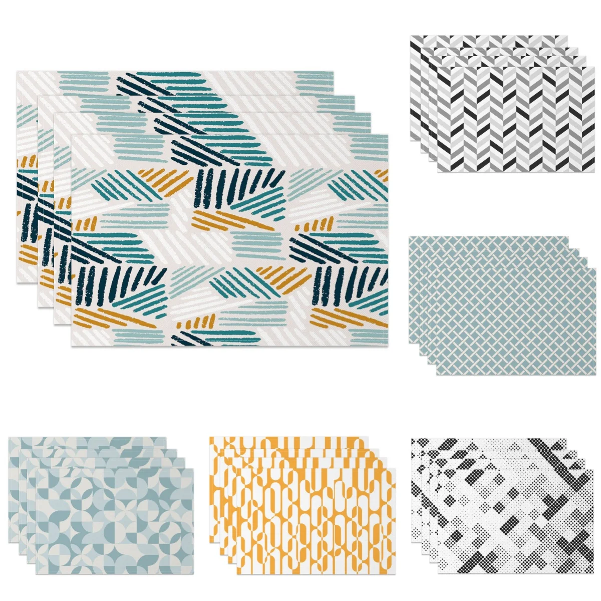 

Modern Minimalist Placemat Geometric Lines Abstract Design Heat Resistant Table Mats Dining Kitchen Office Stylish Home Decor