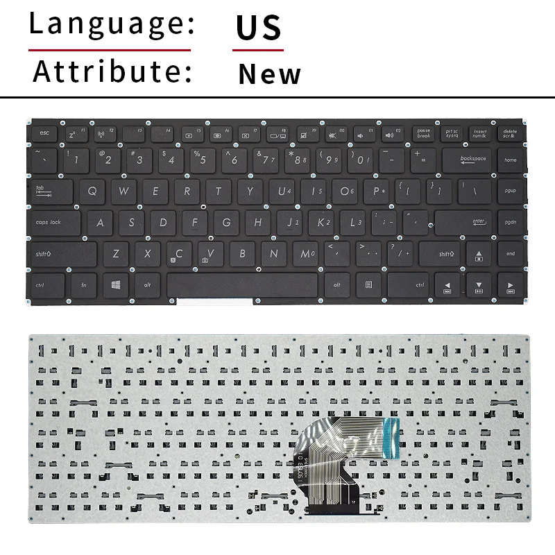 Teclado de portátil ruso de EE. UU. Para ASUS E403, E403N, E403NA, R416N, X400N, E403SA, E403S, E403M, E403MA, reemplaza el teclado de portátil