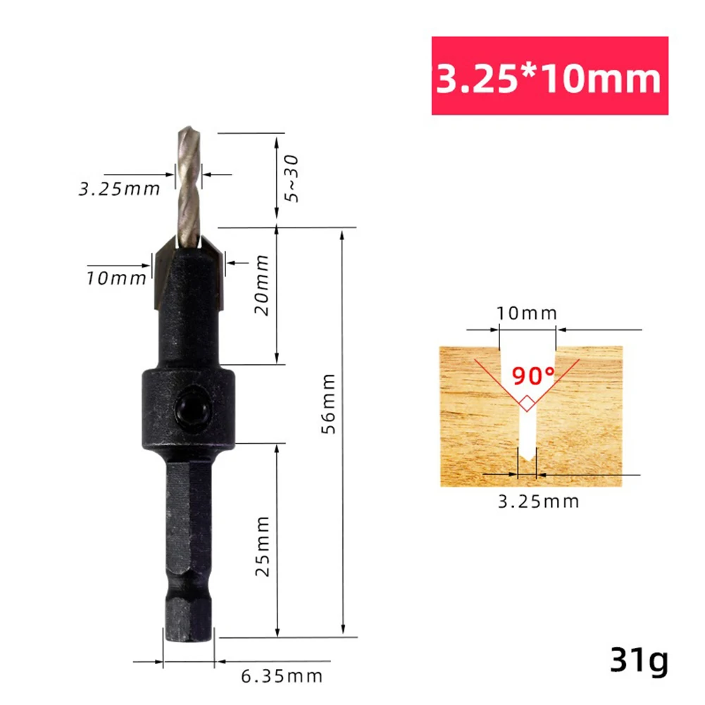 Imagem -06 - Woodworking Hex Shank Countersink Drill Bit Salad Drill Step Drill Bit For Woodworking Drilling Counterbore 1pc 6.35 mm