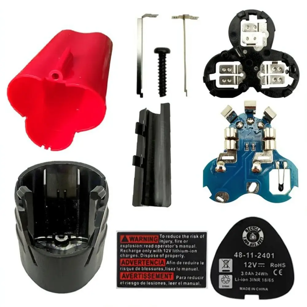 For For Milwaukee 12V M12 48 11 2411 Battery Housing Kit With PCB Protection Board Electric Power Tool Repair Part