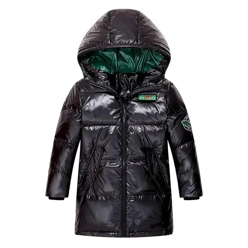 Girls Kids Boys Long Loose Frivol White Duck Down Blue,Black,Red Baby Coat, Teenagers Hooded Padded Jacket Clothes Winter