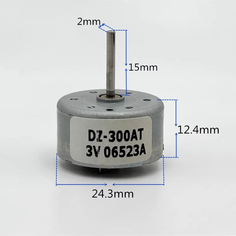 DZ-300AT Mini 300 Motor DC 3V 3.7V 5V 6V 7550RPM Micro 24mm Round Spindle Motor 15mm Long Shaft DIY Hobby Toy Fan Model