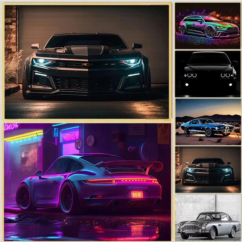 COOL Vintage Car Luxury Performance Car Classic Car Series Print Canvas Posters for Room Living Art Home Modern Wall Decor