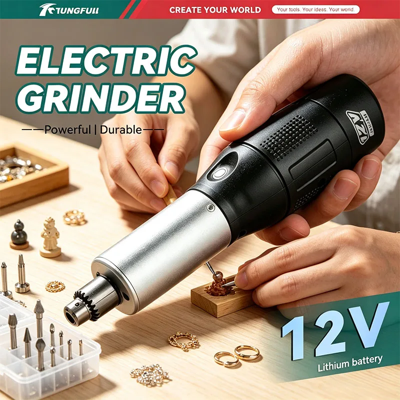 12V Cordless Rotary Tool Rechargeable Lithium‑battery Mini Drill Variable Speed Engraver for Cutting Grinding DIY Handwork