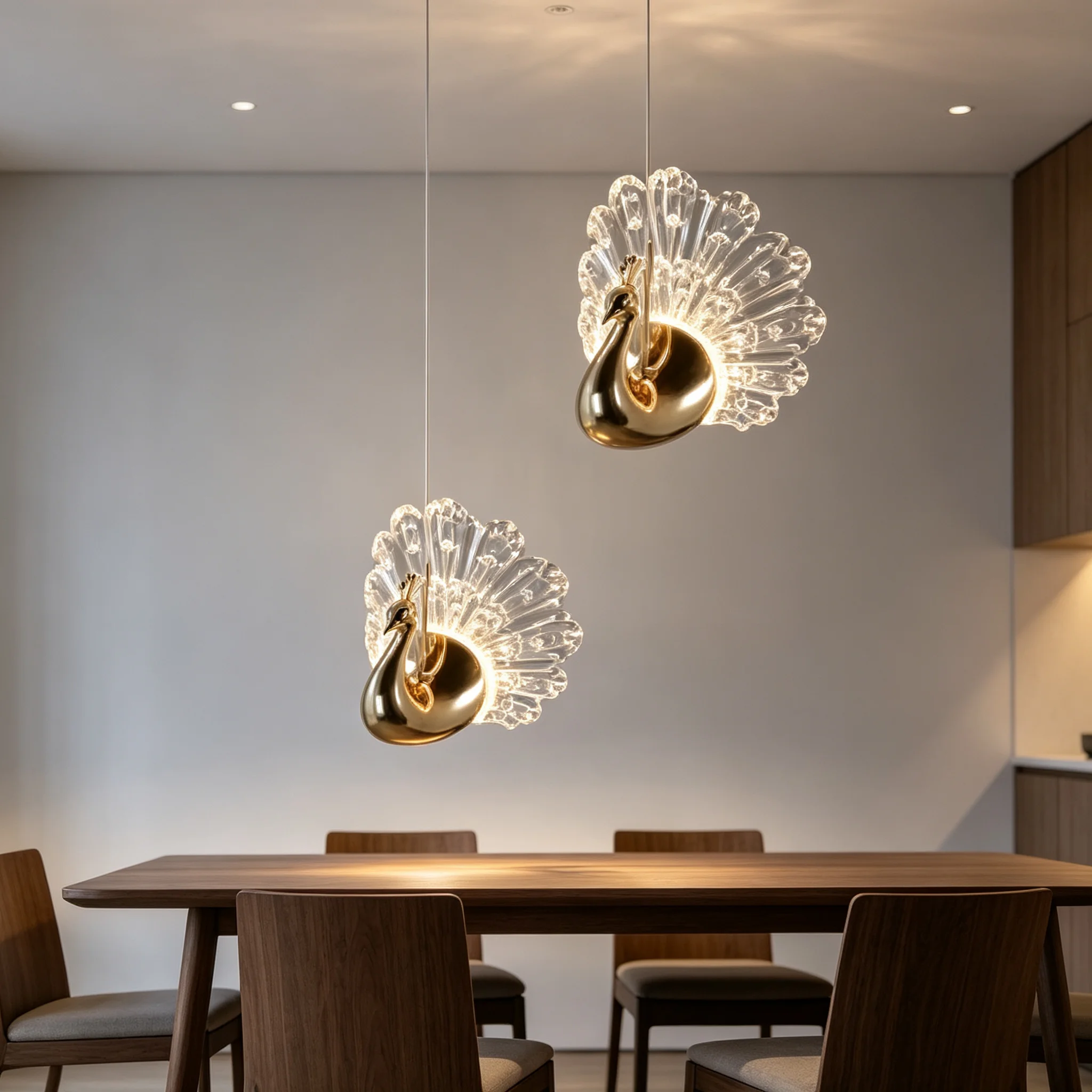 Postmodern Peacock Small Pendant Lights Bedroom Beside Led Chandelier Kitchen Island Hanging Lamp Dining Room Decor Illumination