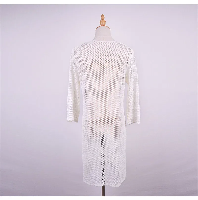 Sexy Crochet Knit Beach Cover up Hollow Out traje de baño vestido señoras traje de baño cubrir túnica de playa