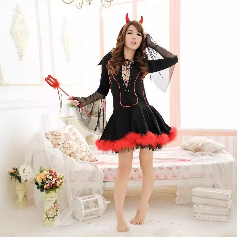 2025년 신상 악마 할로윈 의상 유니폼 매혹적인 무대 공연 의상 중국 전통 여성 패션 여름 202
