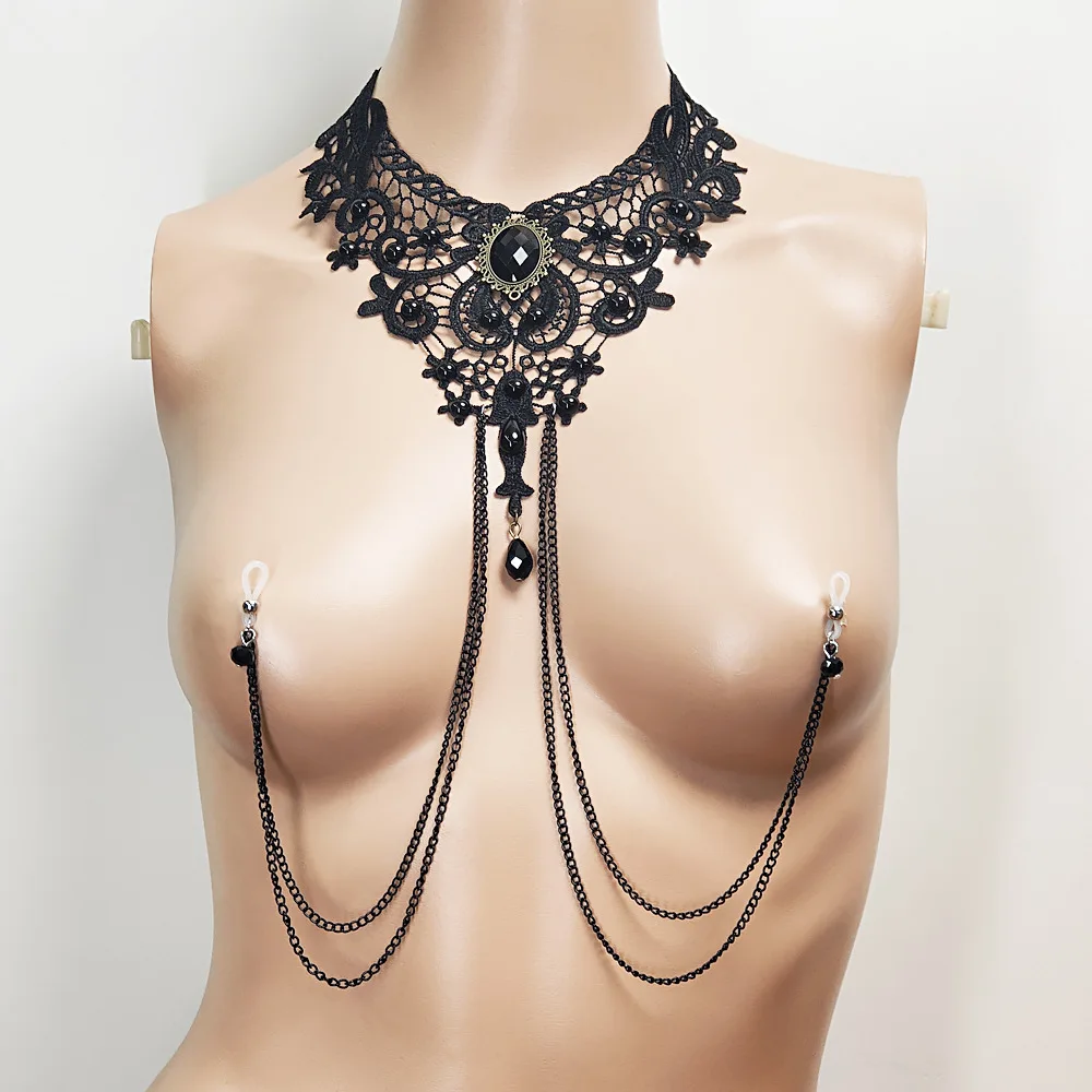 Practical and Sexy Nipple Ring Tassel Necklace Chest Chain Body Chain Summer Nipple Tight Corset Chain Lace Nipple