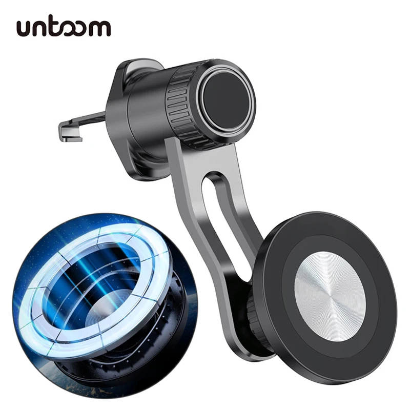 Universal Magnetic Car Phone Holder with Metal Hook 360° Rotation Car Air Vent Cell Phone Mount for iPhone 15 14 MagSafe Samsung