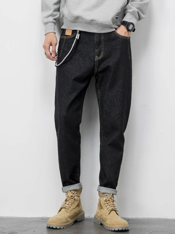 

Мужские джинсы American Sle свободного кроя, прямые, модные, осенне-зимние, эластичные, зауженные, повседневные, длинные брюки