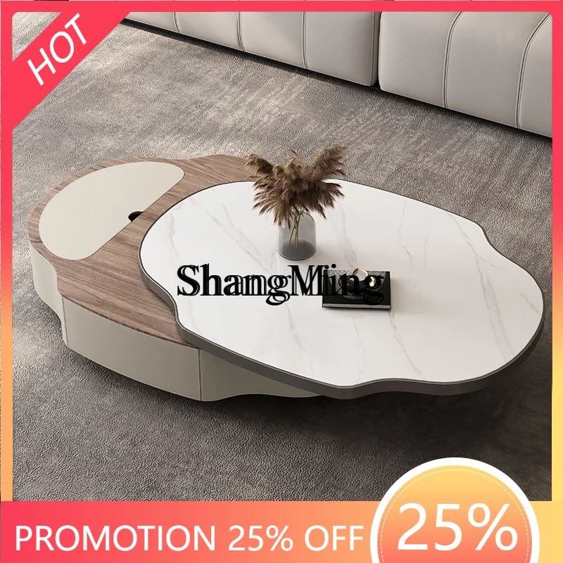 

SM luxury lifting special-shaped coffee table villa new solid wood living room household small apartment