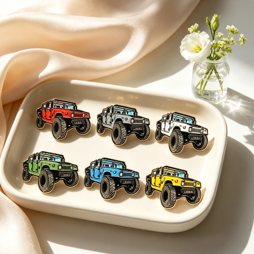 6Pcs Multicolor Off‑Road Vehicle Hard Enamel Pins Tank Truck Lapel Brooch Badge Set for Backpack Gift Off-Vehicle Collectibles