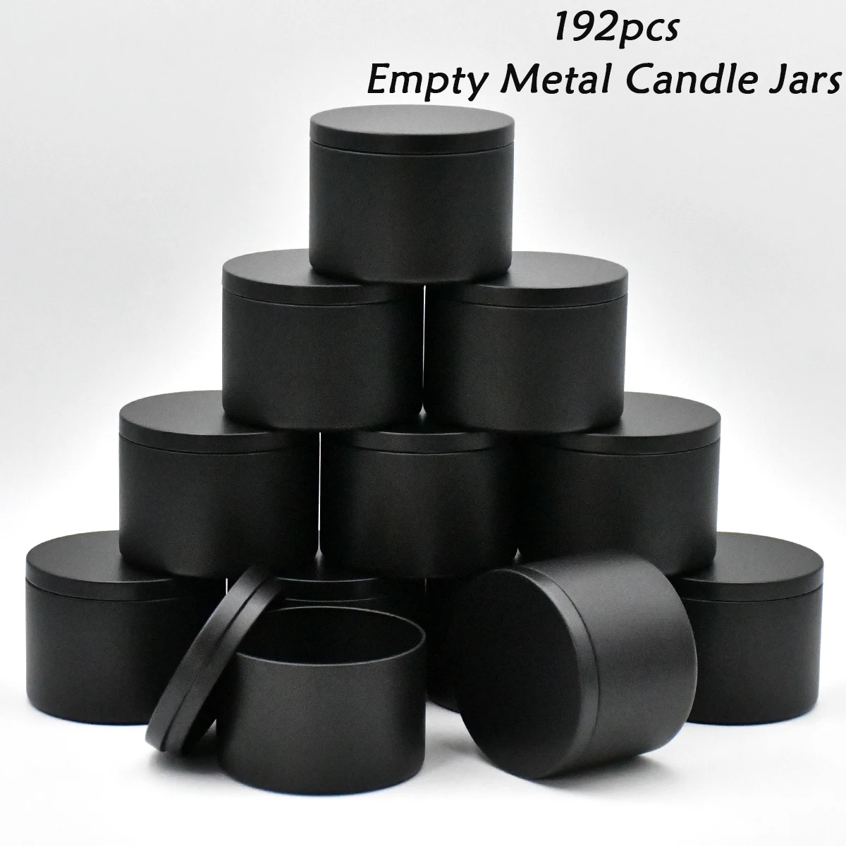 192pcs 8oz Matte Black Candle Jar With Lids, Empty Metal Container Round Mold Vessel Supplies For Candle Making, Storage, Candy,