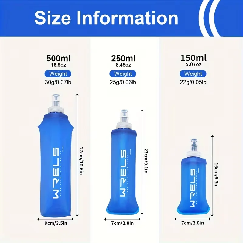 WRELS Portable Sports Soft Flask BPA-Free Running Cycling Water Bottle Outdoor Sports Marathon Folding Collapsible Water Bottle view 6