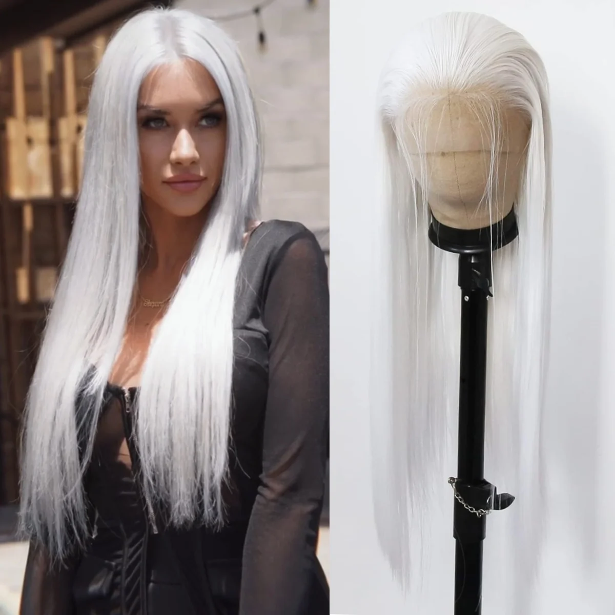 

White Wig 13x4 HD Straight Lace Front Wig Glueless Ready to Wear Synthetic Pastel Hair Frontal Wigs for Women Party Cosplay