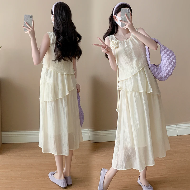 Robe Maternité à Manches Puff Style Coréen Un Must-Have pour l’Été 2024