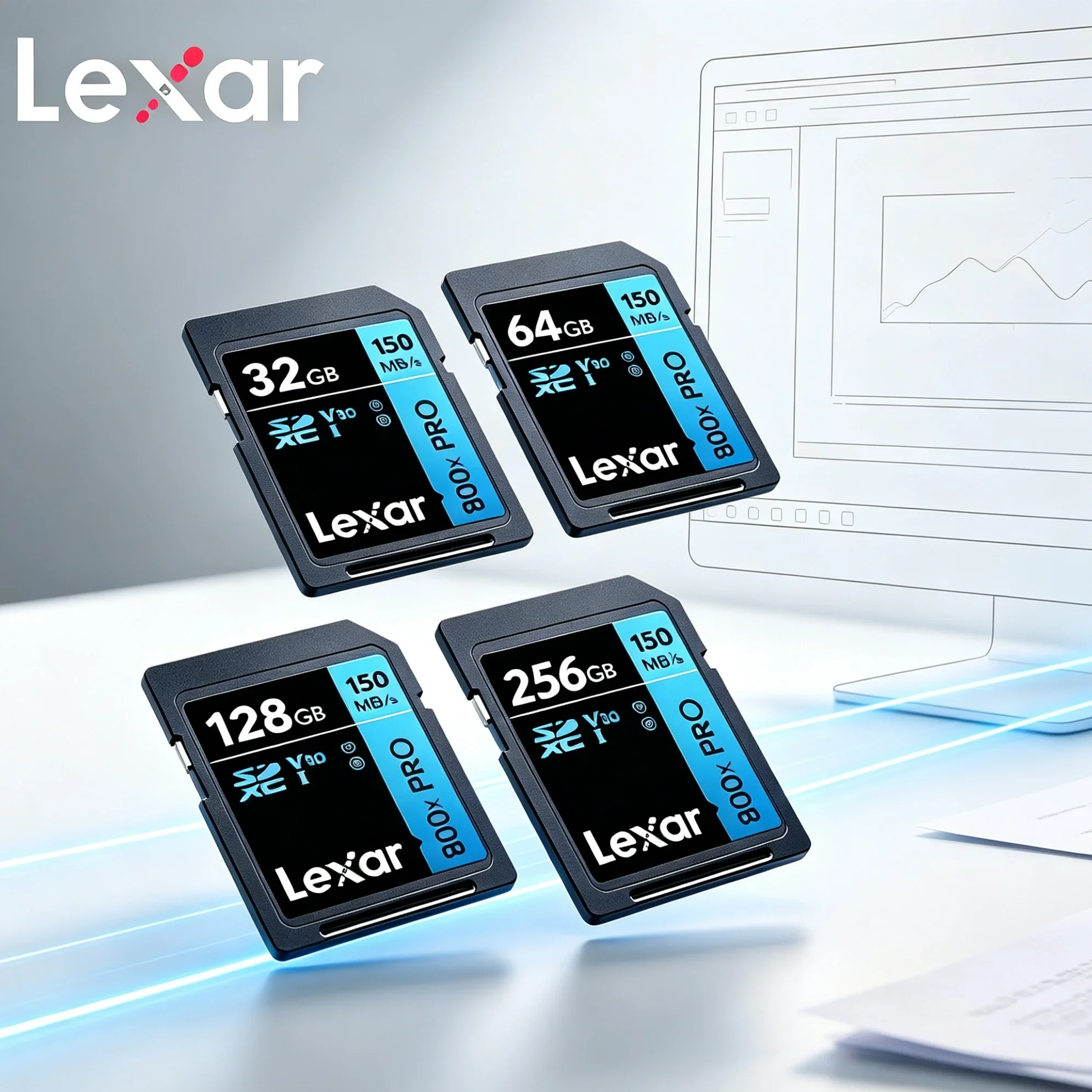 Lexar 800x Pro SDXC UHS-I Flash Memory Card 64GB 128GB 256GB Class 10 V30 U3 Read 150MB/s Write 45MB/s for Camera 4K UHD Video