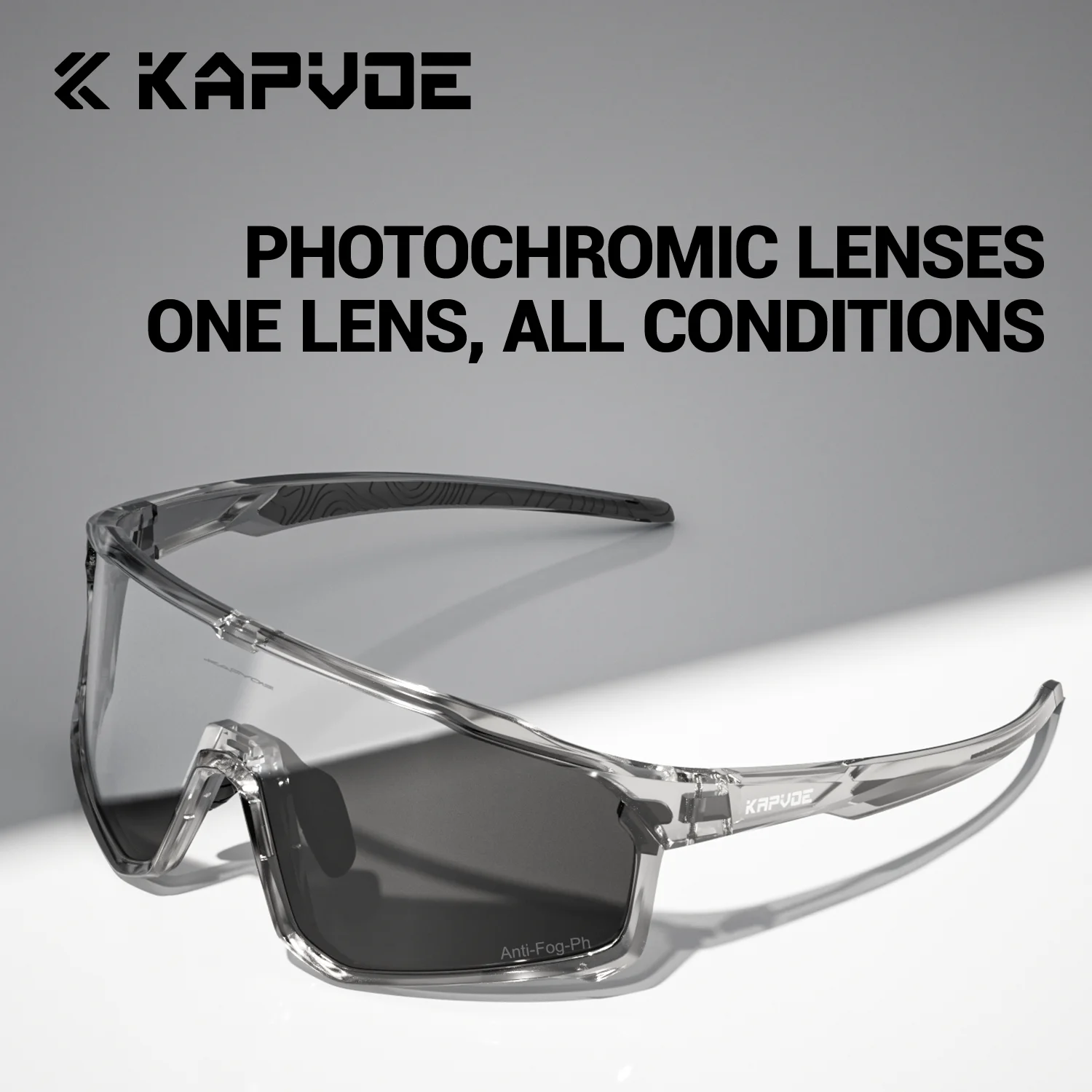 KAPVOE Anti-Beschlag Photochrome Radsport-Sonnenbrille UV400 Fahrradbrille MTB Bike Nachtfahrbrille Outdoor Sport Golf Eyewear