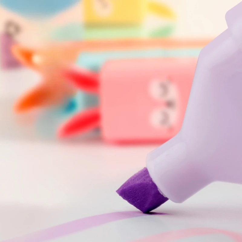 4/5/6pcs Rabbit Fluorescent Highlighters&Labeling Pens-Water-Based Ink,UV/Visible Color-Coded Markers Office Organization