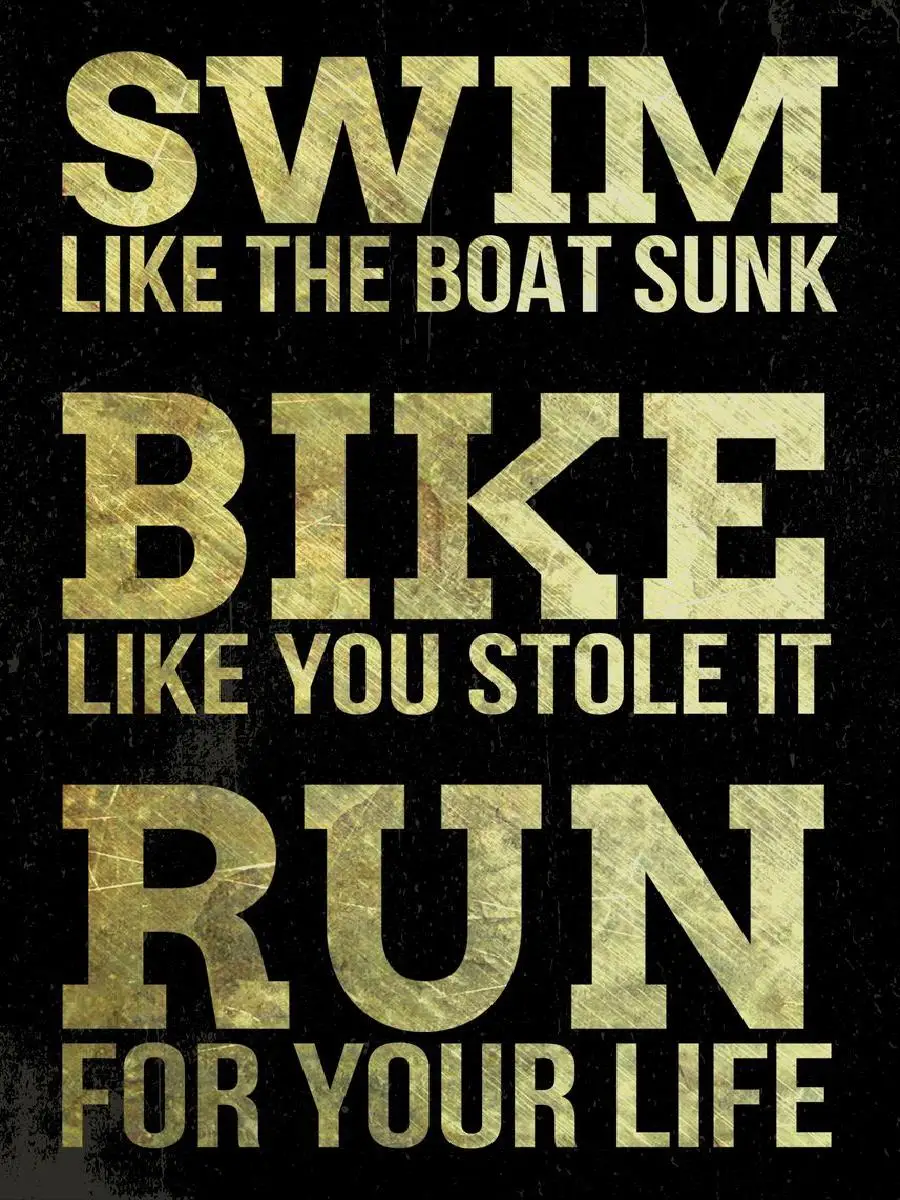 Triathlon Motivational Text Art Poster  Swim Bike Run  Inspirational Wall Decor for Athletes Interior Design Collection Print