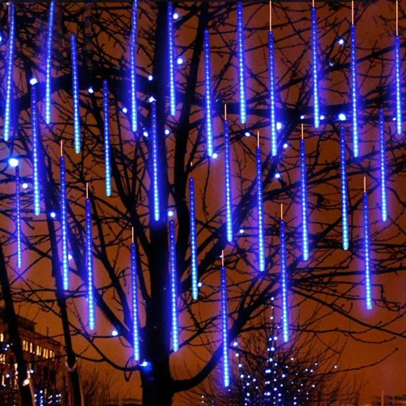 Ue/eua plug ao ar livre 8 tubos led chuva de meteoros luz da corda para festa casamento jardim árvore decoração natal guirlanda luz de fadas