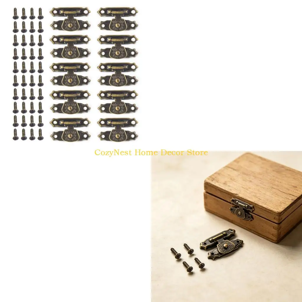 92MF Decorative Hasp Clasp Fastener Hardware for Wood Storage Box Repair Use 10pcs