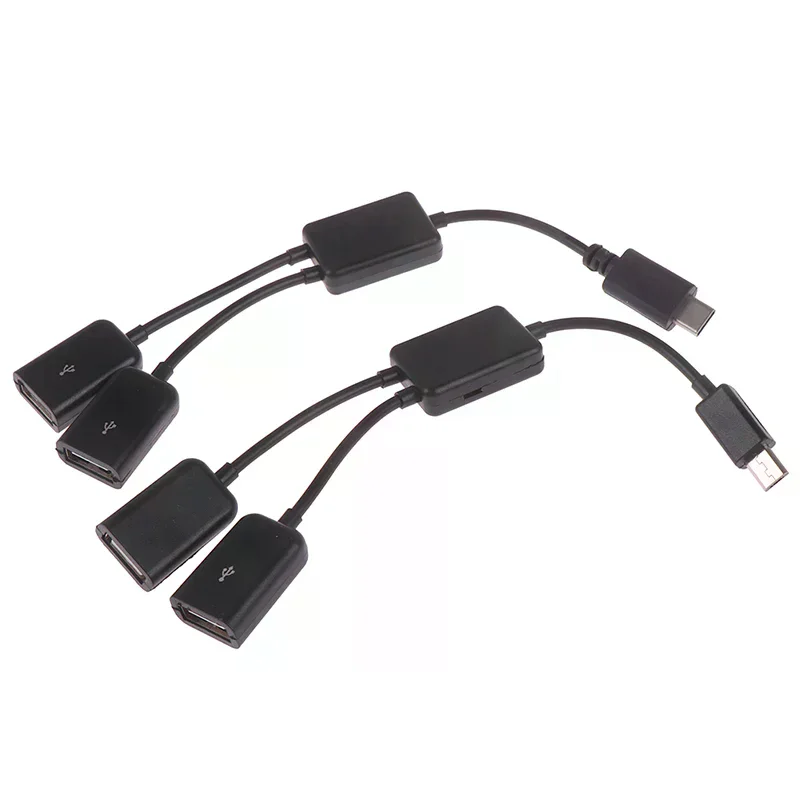 Micro usb / type c to 2 otg dual female usb port hub cable y splitter adapter