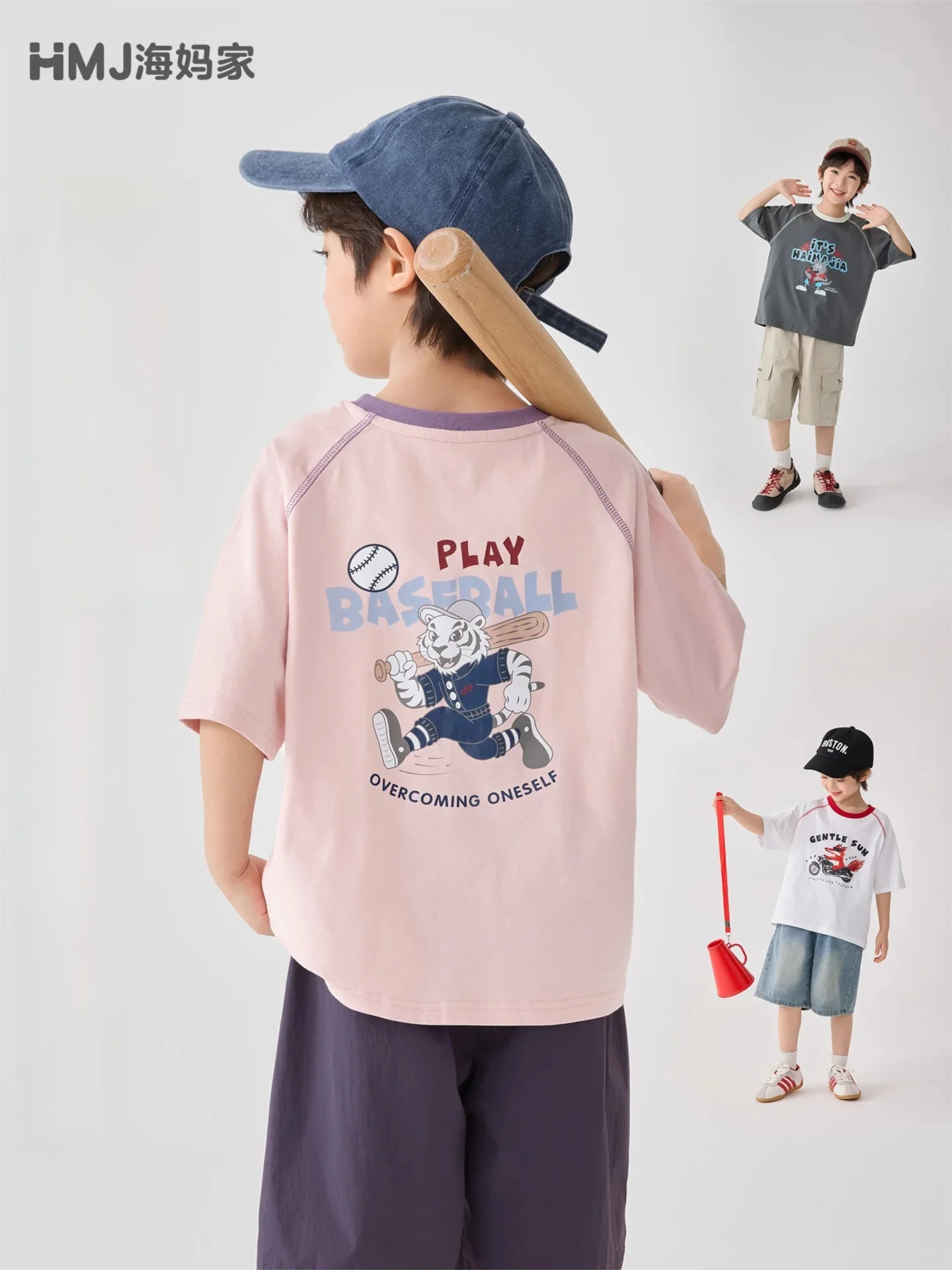 

Kids' Short-Sleeved Round-Neck Cartoon Pattern Top - Ages 3-12 Boys' Fashionable Children's Shirt Baby T-shirt