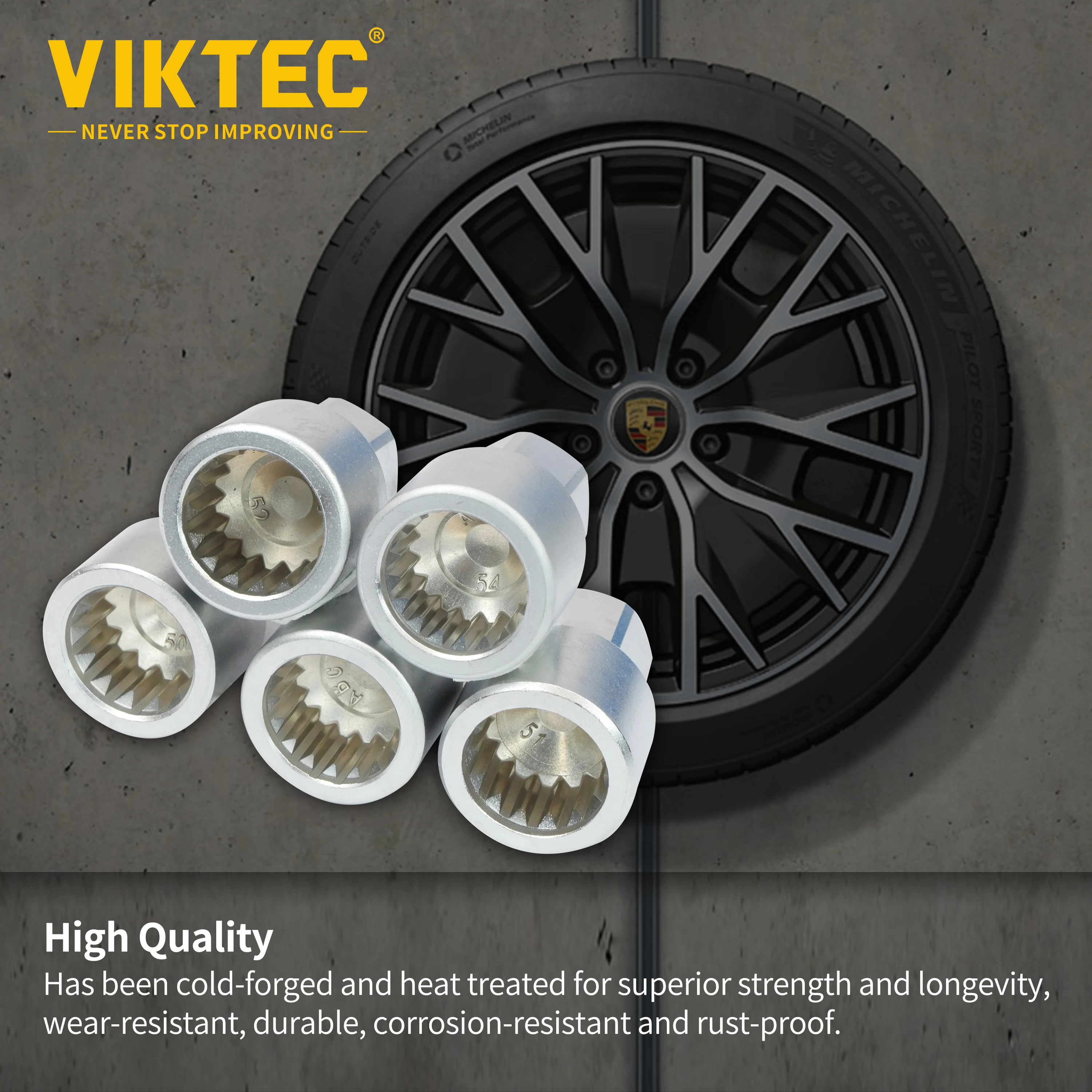 Viktec Anti-theft Screw Remover for Porsche,Wheel Locking Lug Nut Removal Tool 50-69,VT13082,20Pcs