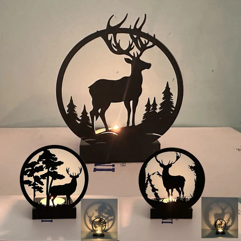 

Ins Style Candle Holder Ornament Black Reindeer Living Room TV Cabinet Decoration Antlers