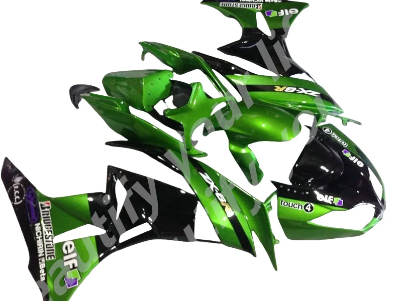 Aftermarket body parts fairings for Kawasaki Ninja 636 ZX6R 09 10 11 12 green black fairing kit ZX-6R 2009 2010 2011 2012