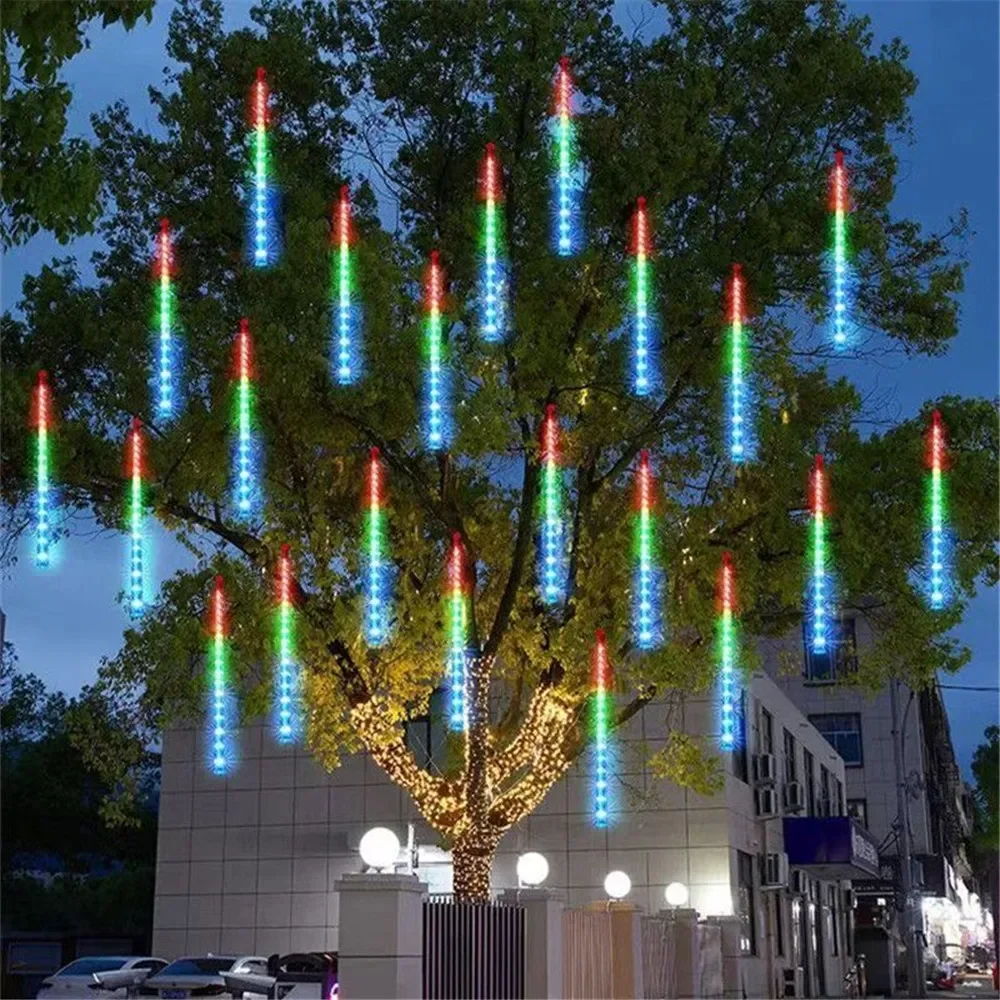 Ensemble de guirlandes de pluie de météores LED, guirlandes de rue pour l'extérieur, lumières de jardin, éclairage de vacances de mariage, décoration d'arbre de Noël, 1 ensemble, 2 ensembles, 3 ensembles, 4 ensembles