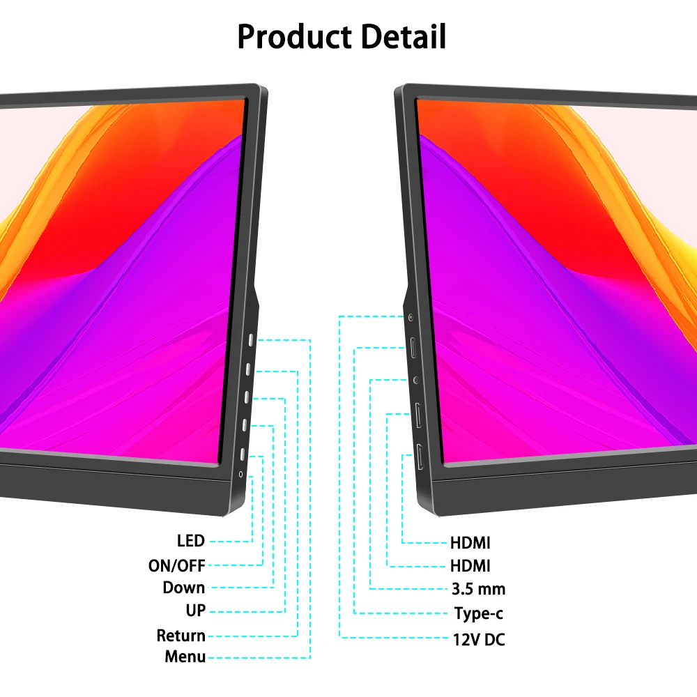 Imagem -04 - Monitor Portátil para pc Gamer Painel Tft Lcd Compatível com Hdmi para Laptop Xbox Switch Tela do Computador 11.6 13.3 1366x767 60hz