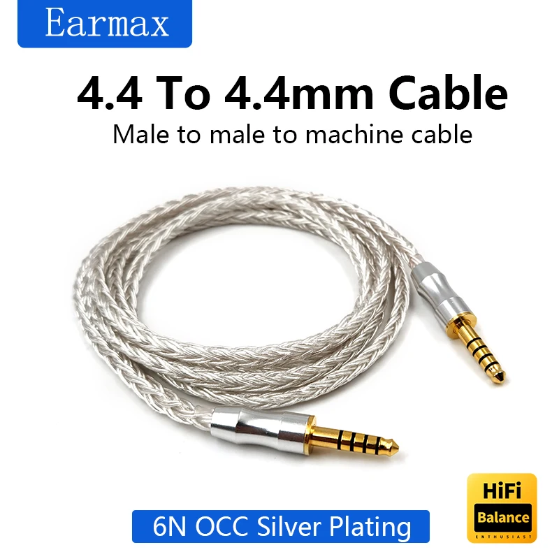 16 Strand Thick OCC Silver Plated Braided Upgraded Cable 4.4mm to 4.4mm Balanced Cable for Recording Ear Amplifier