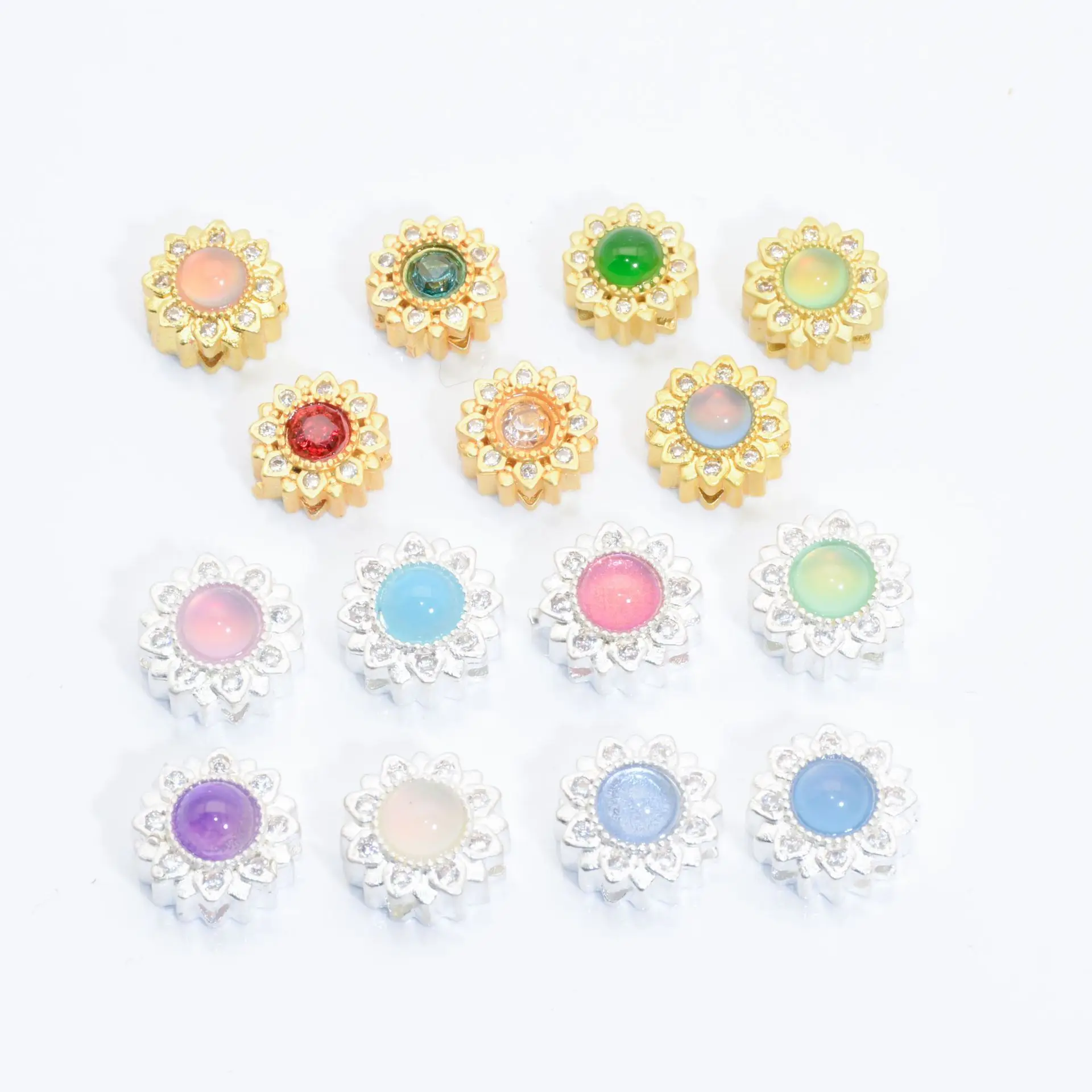 5 Pieces Copper Plated Inlaid Opalite Multi-hole Bead Separator DIY Pearl Bracelet Beaded Necklace Jewelry Accessories Wholesale