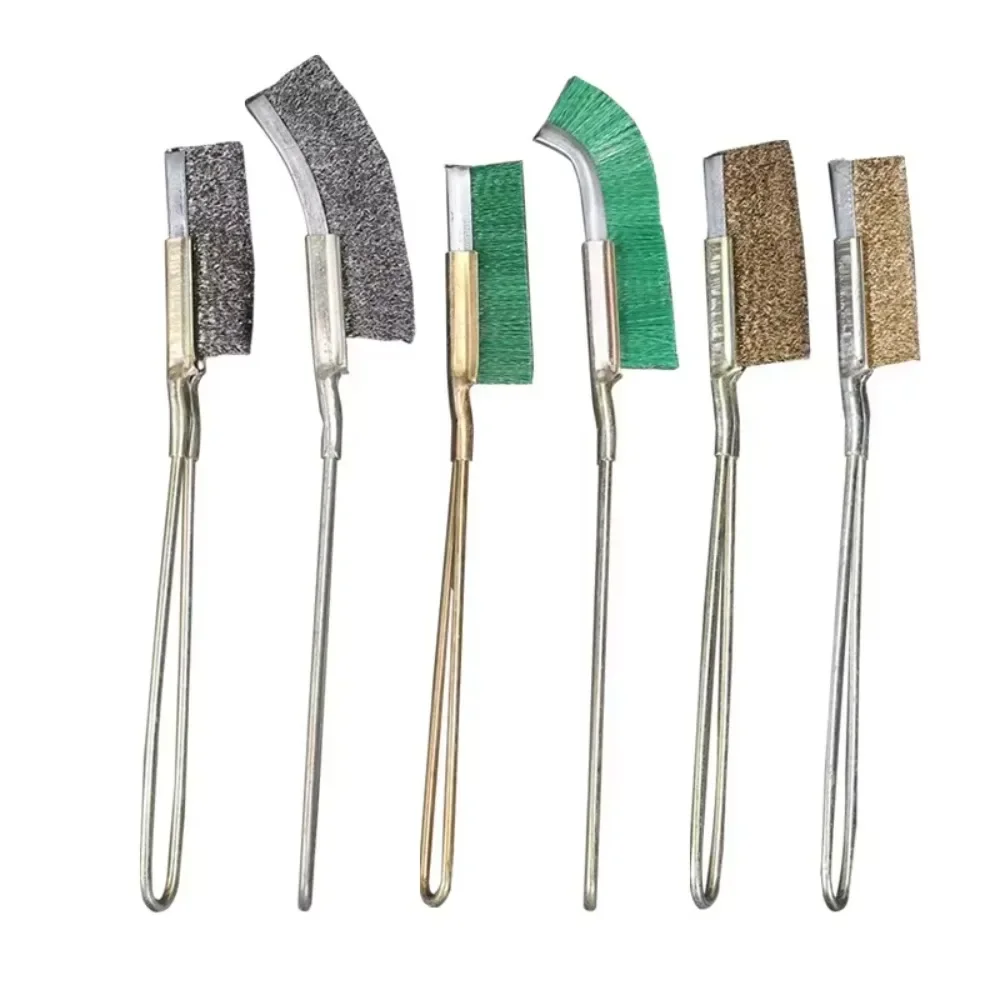 Metal Cleaning Brushes with Handle Straight and Curved Head Options for Nylon Copper Stainless Steel Brass Polishing