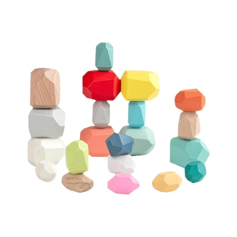 5/10 個ビルディングゲーム子供のためのギフト木製並べ替えスタッキング岩石感覚幼児のおもちゃ学習モンテッソーリおもちゃ