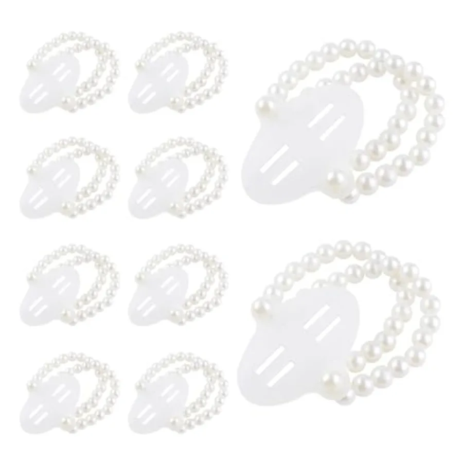 10 Pieces Pearl Corsage Wristlet Bracelet Elastic Wrist Corsages Bands for Wedding Prom Pearl Corsage Bracelet DIY Corsages Acc
