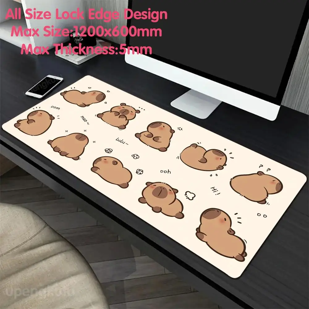 

Capybara Cute Mouse Pad 1200x600 Computer Desk Mat 5mm Thicking Super Big Large All Size Lock Edge Creative Rubber Keyboard Mat
