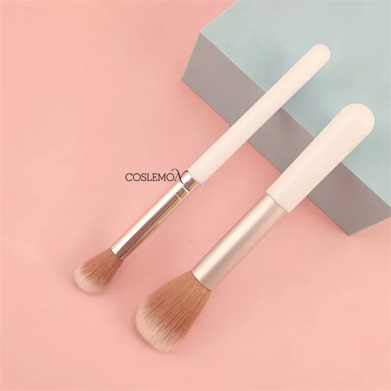 1/2pcs Makeup Brushes Eye Nose Shadow Blush Powder Highlight Brush Portable Pink Soft Fiber Hair White Handle Cosmetics Tools